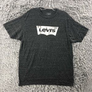 Levis Tshirt Mens Large Gray Spellout Heathered Short Sleeve Shirt